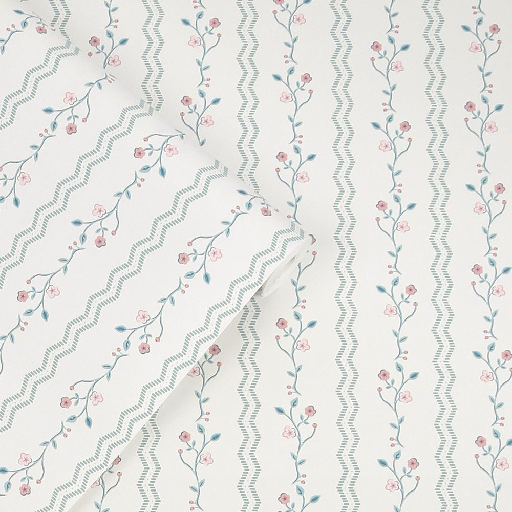 Blencow Stripe Wallpaper - Dark Duck Egg Blue - Laura Ashley - 122748 - Premier Wallcovering