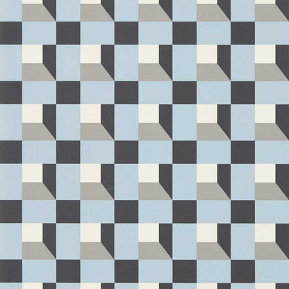Blocks Wallpaper - Cornflower/Black Earth/Sketched - Harlequin - HQN3112944