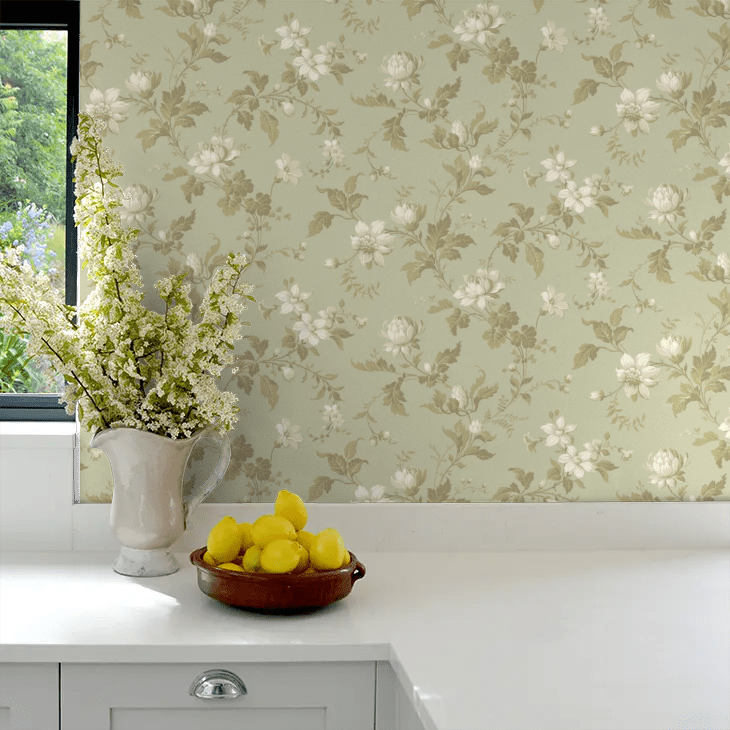 Blomslinga Wallpaper - Green - Boråstapeter - 4518 - Premier Wallcovering