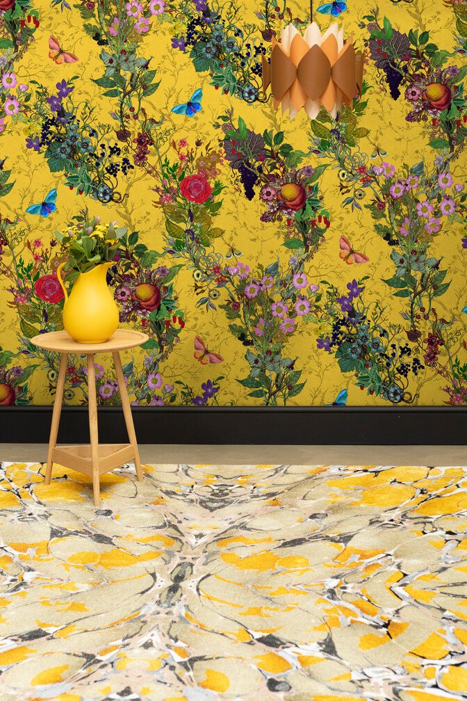 Bloomsbury Garden Wallpaper - Cadmium - Timorous Beasties - BTN/BLM/TXMT/05 - Premier Wallcovering