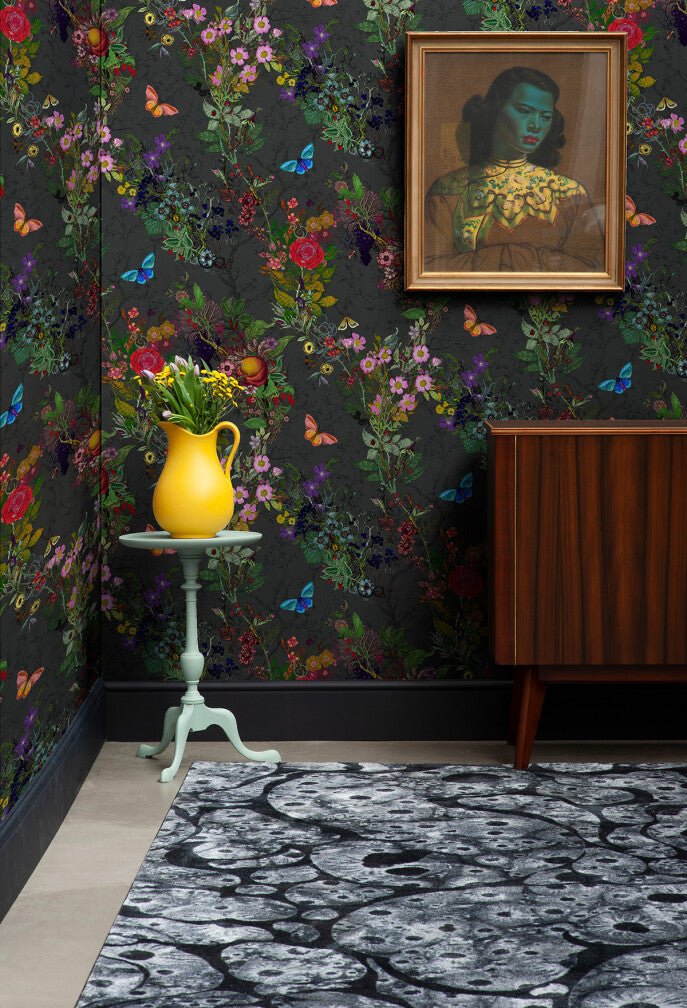 Bloomsbury Garden Wallpaper - Barely Black - Timorous Beasties - BTN/BLM/TXMT/02 - Premier Wallcovering