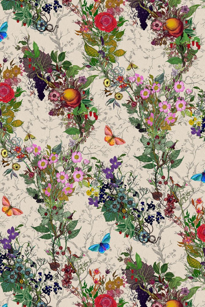 Bloomsbury Garden Wallpaper - Bone - Timorous Beasties - BTN/BLM/TXMT/04 - Premier Wallcovering