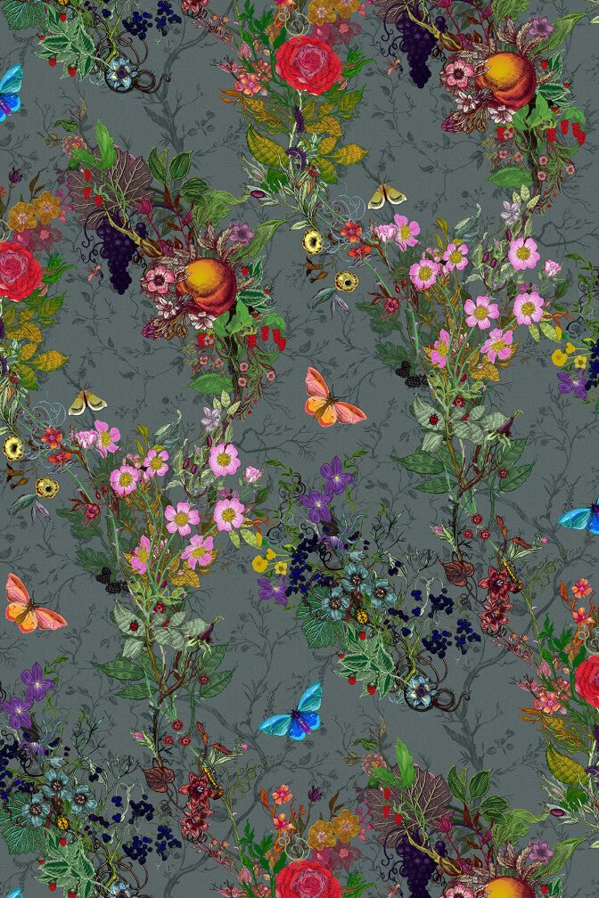 Bloomsbury Garden Wallpaper - Smokey Teal - Timorous Beasties - BTN/BLM/TXMT/10 - Premier Wallcovering