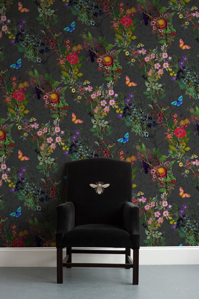 Bloomsbury Garden Wallpaper - Barely Black - Timorous Beasties - BTN/BLM/TXMT/02 - Premier Wallcovering