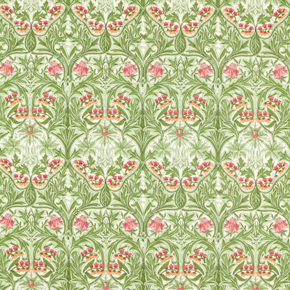 Bluebell Fabric - Leaf Green/Sweet Briar - Morris & Co - 227038 - Premier Wallcovering