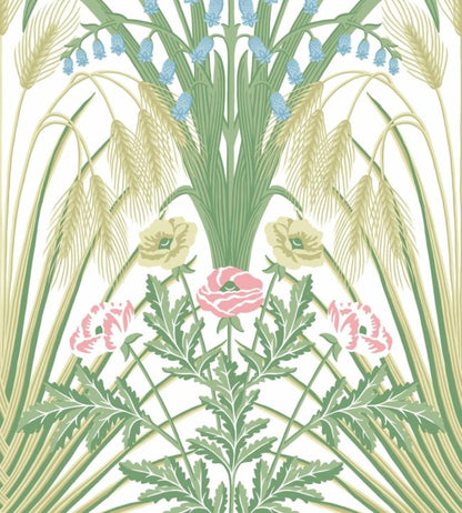 Bluebell Wallpaper - Leaf Green & Cerulean Sky on Chalk - 115/3008 - Cole & Son - Premier Wallcovering
