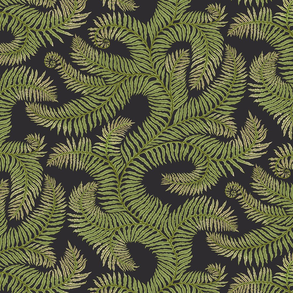 Bombes Fernery Wallpaper - Dark Grey and Green - Josephine Munsey - JMW-100101 - Premier Wallcovering