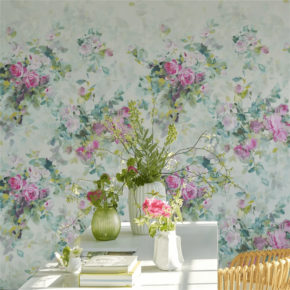 Bouquet De Roses Wallpaper - Celadon - PDG1173/01 - Designers Guild