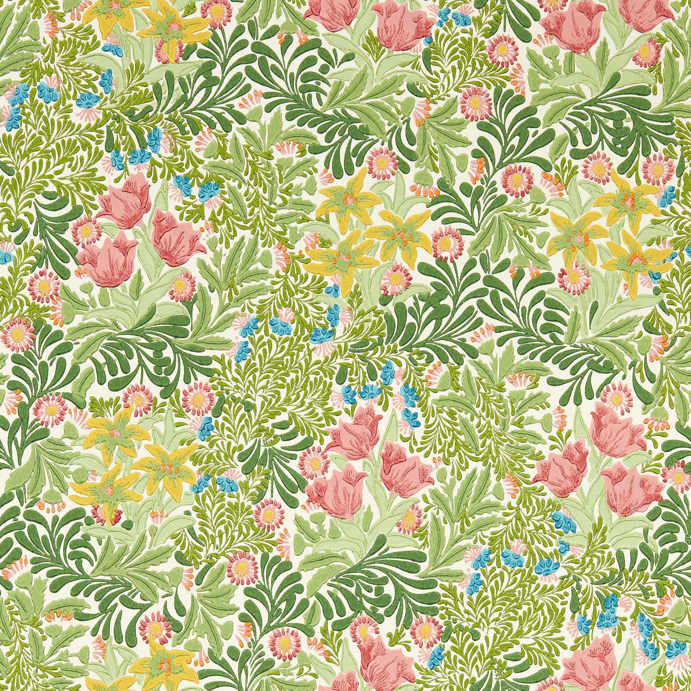 Bower Wallpaper - Boughs Green/Rose - 217205 - Morris & Co - Premier Wallcovering