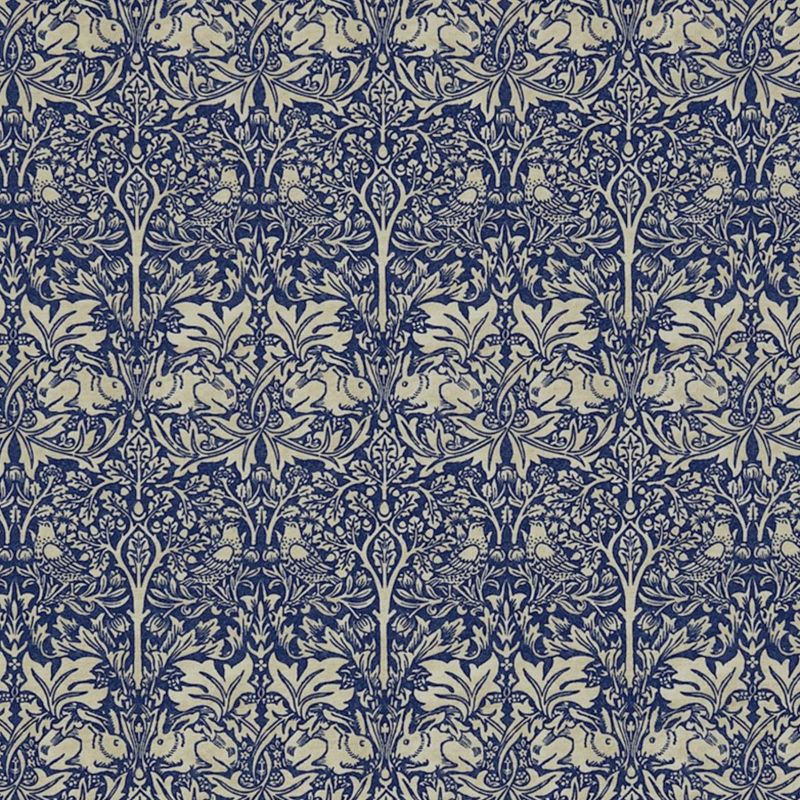 Brer Rabbit Fabric - Indigo/Vellum - Morris & Co - DMORBR205 - Premier Wallcovering