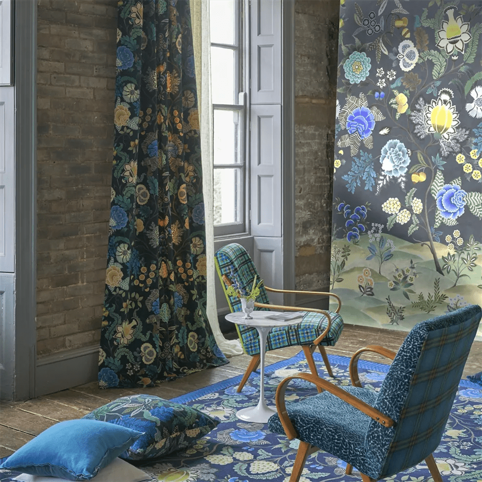Brocart Decoratif Wallpaper - Indigo - PDG1169/03 - Designers Guild