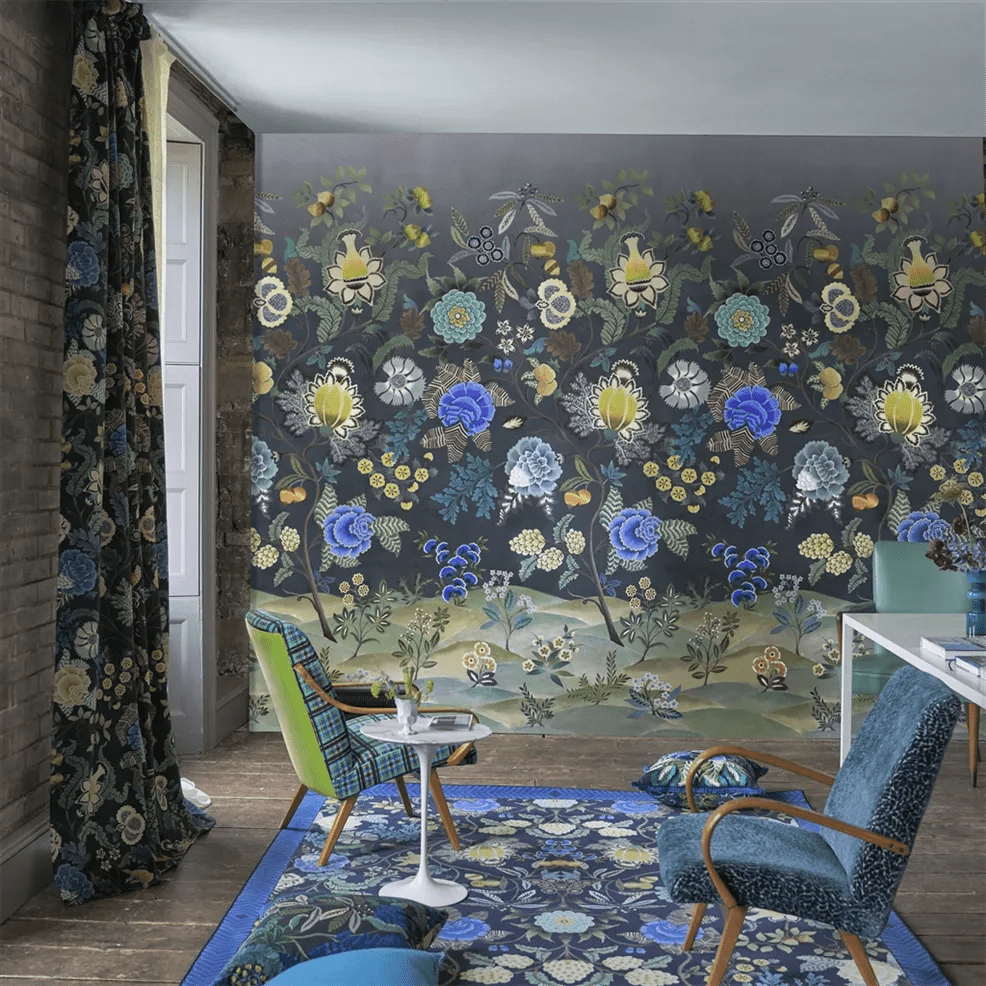 Brocart Decoratif Wallpaper - Indigo - PDG1169/03 - Designers Guild