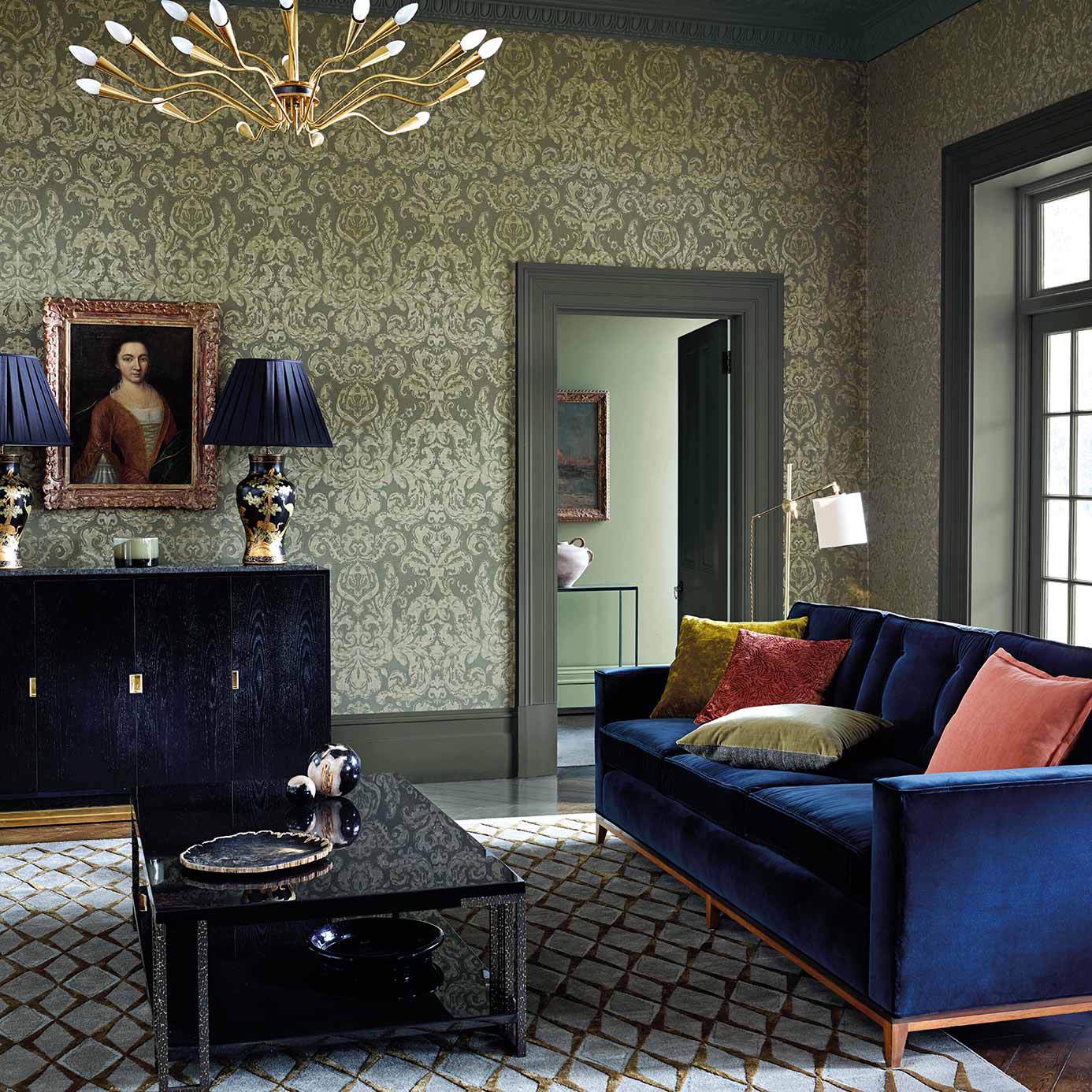 Brocatello Wallpaper - Olivine - ZPAL312680 - Zoffany - Morris Wallpaper