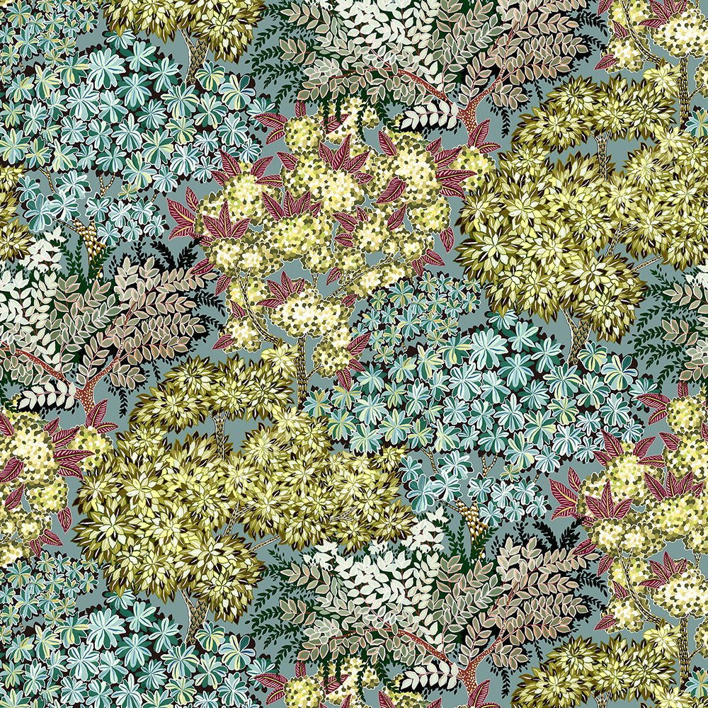 Broccoli Canopy Wallpaper - Celadon, Olive Green and Deep Red - Josephine Munsey - JMW-100401 - Premier Wallcovering