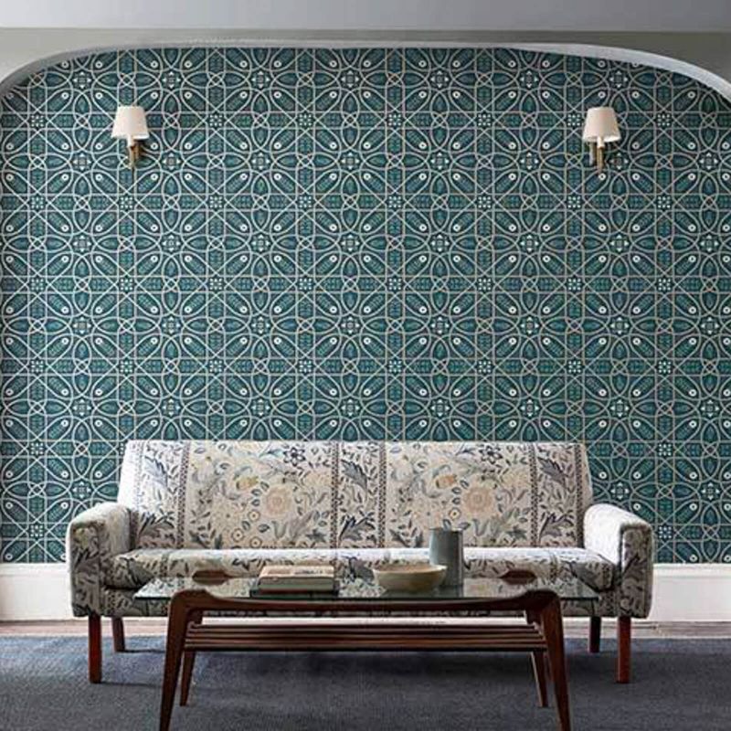 Brophy Trellis Wallpaper - Deep Teal - 216699 - Morris & Co - Premier Wallcovering