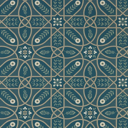 Brophy Trellis Wallpaper - Deep Teal - 216699 - Morris & Co - Premier Wallcovering