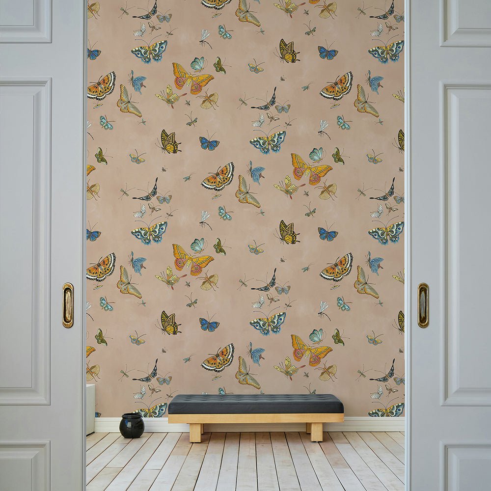 Butterflies Wallpaper - Plaster Pink - Josephine Munsey - JMW-104301 - Premier Wallcovering