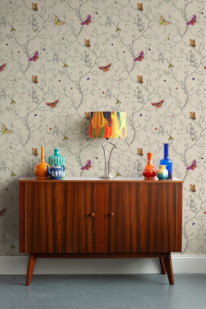Butterflies Wallpaper - Bone - Timorous Beasties - BTN/BFL/TXMT/03 - Premier Wallcovering
