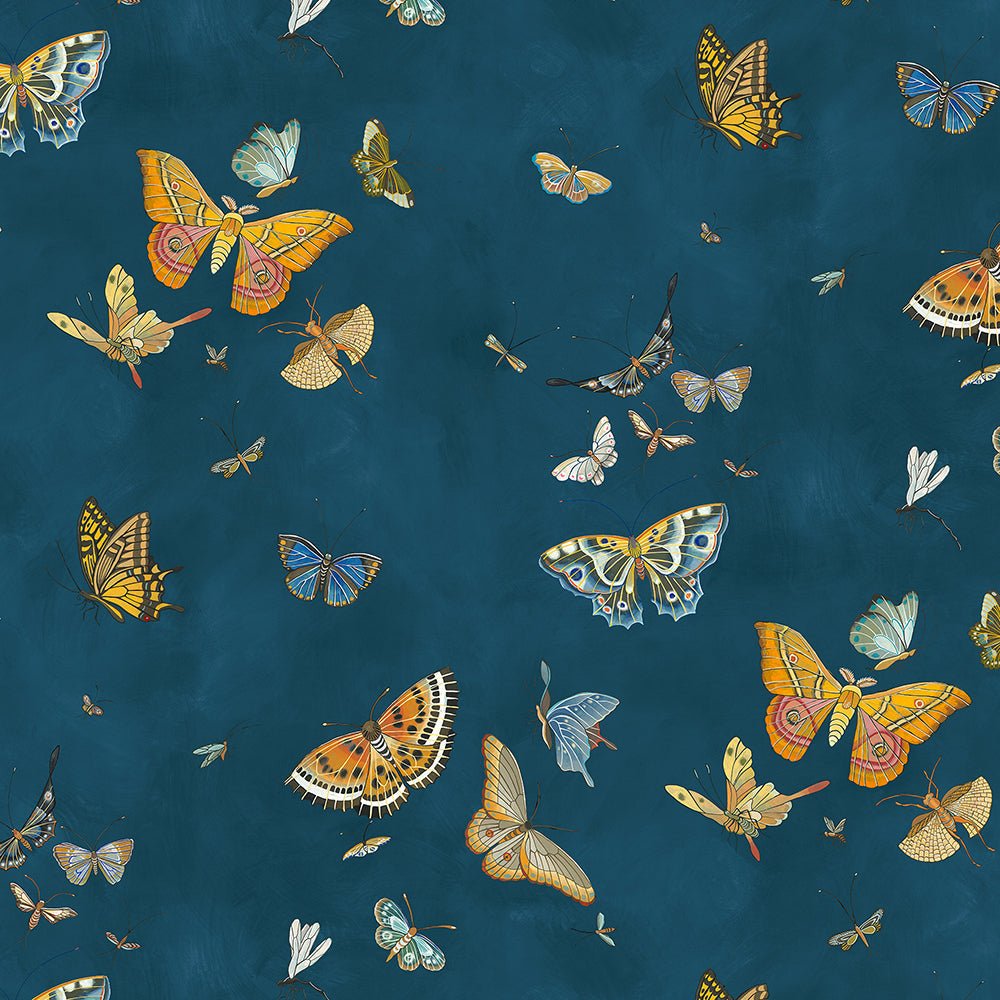 Butterflies Wallpaper - Bright Navy - Josephine Munsey - JMW-104321 - Premier Wallcovering