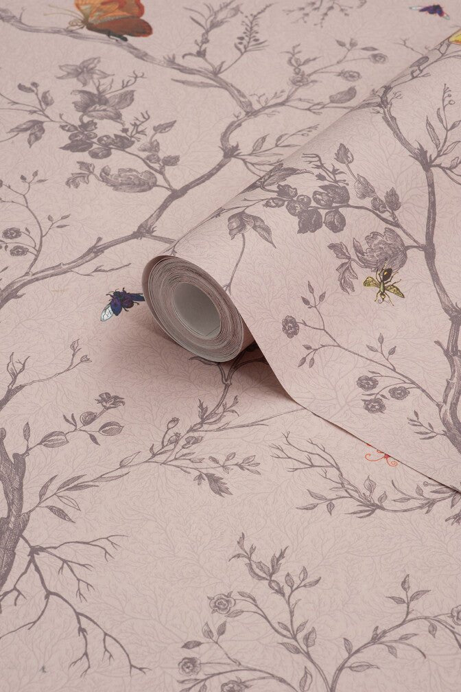 Butterflies Wallpaper - Dusted Pink - Timorous Beasties - BTN/BFL/TXMT/05 - Premier Wallcovering