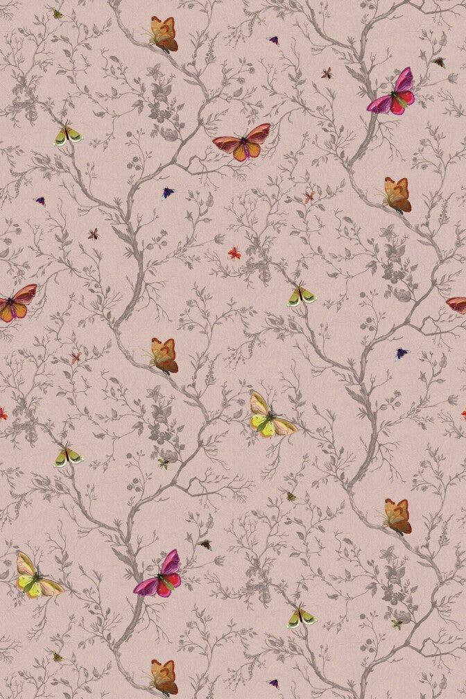 Butterflies Wallpaper - Dusted Pink - Timorous Beasties - BTN/BFL/TXMT/05 - Premier Wallcovering