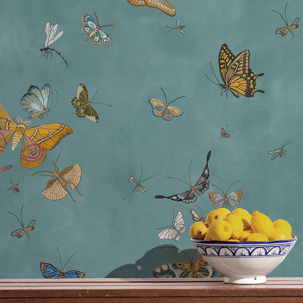 Butterflies Wallpaper - Celadon - Josephine Munsey - JMW-104331 - Premier Wallcovering