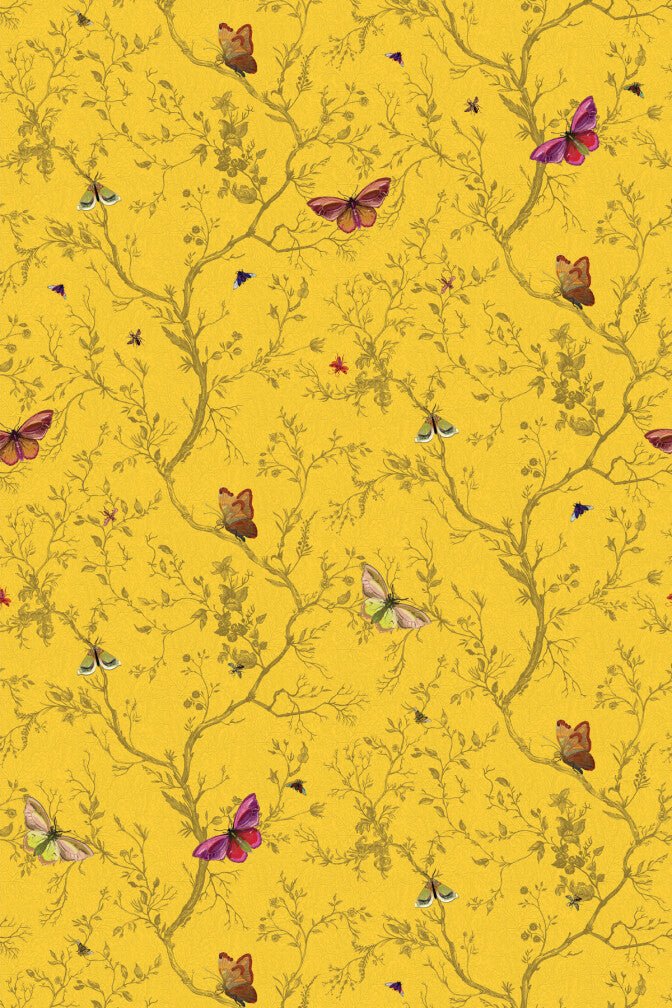 Butterflies Wallpaper - Cadmium - Timorous Beasties - BTN/BFL/TXMT/04 - Premier Wallcovering