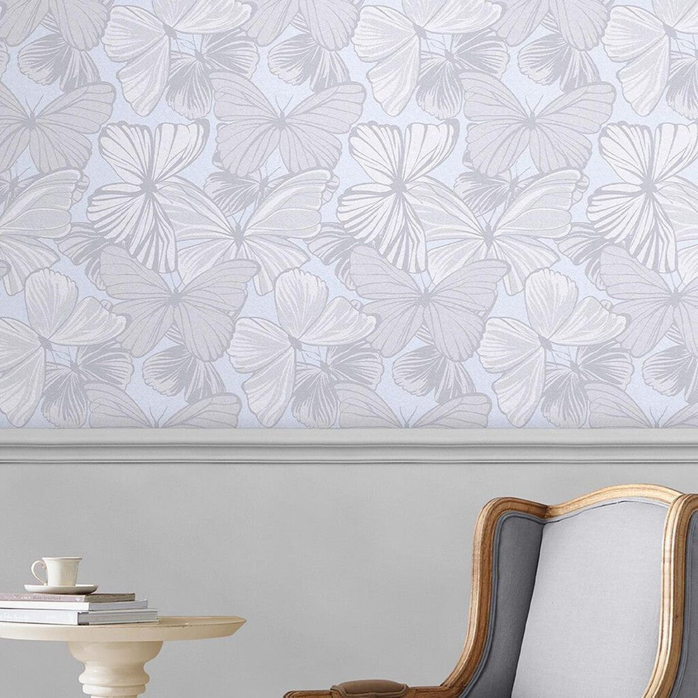Butterfly Garden Wallpaper - Sugared Grey - Laura Ashley - 118496 - Premier Wallcovering