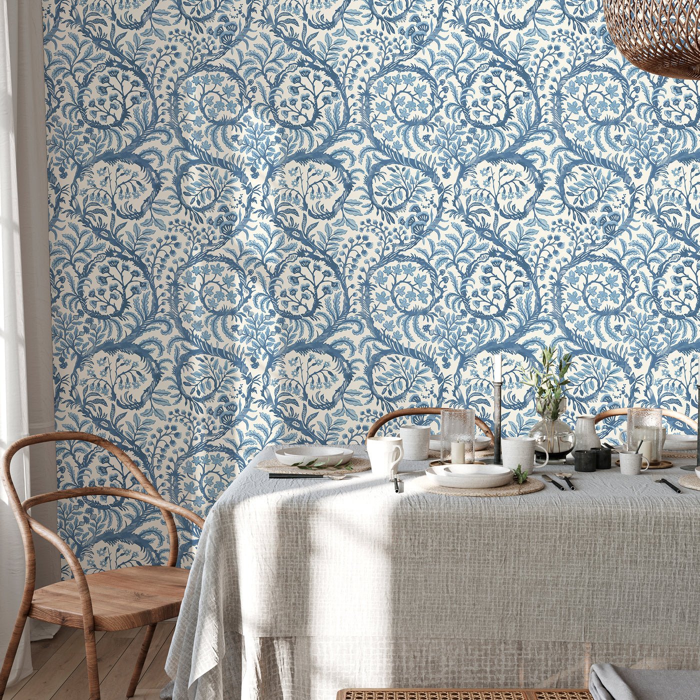 Butterrow Wallpaper - Bright Blue and White - Josephine Munsey - JMW-103131 - Premier Wallcovering