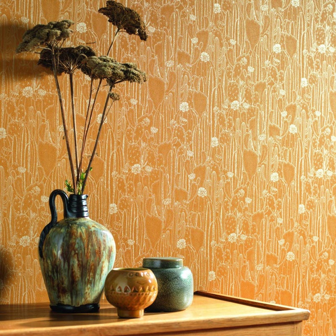 Cactaceae Botanica Wallpaper - Blanc Taupe - Casadeco - 85920298 - Premier Wallcovering