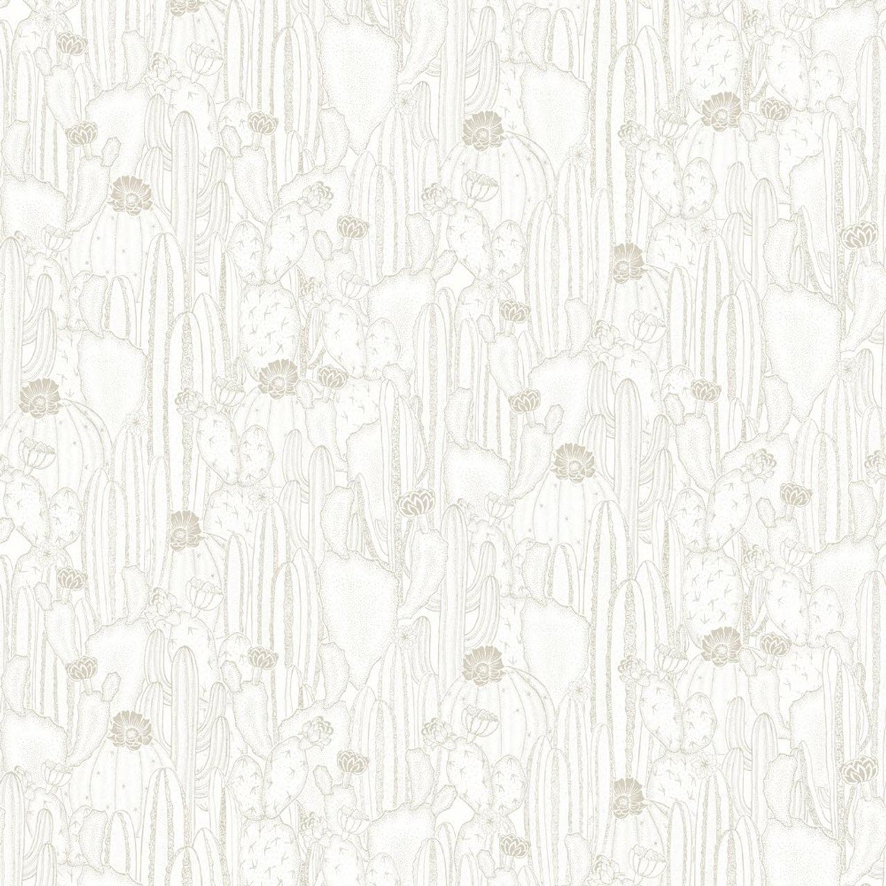 Cactaceae Botanica Wallpaper - Blanc Taupe - Casadeco - 85920298 - Premier Wallcovering