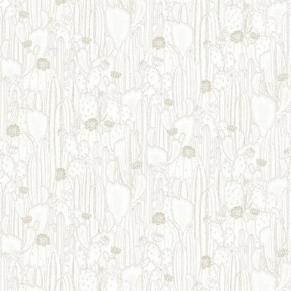 Cactaceae Botanica Wallpaper - Blanc Taupe - Casadeco - 85920298 - Premier Wallcovering