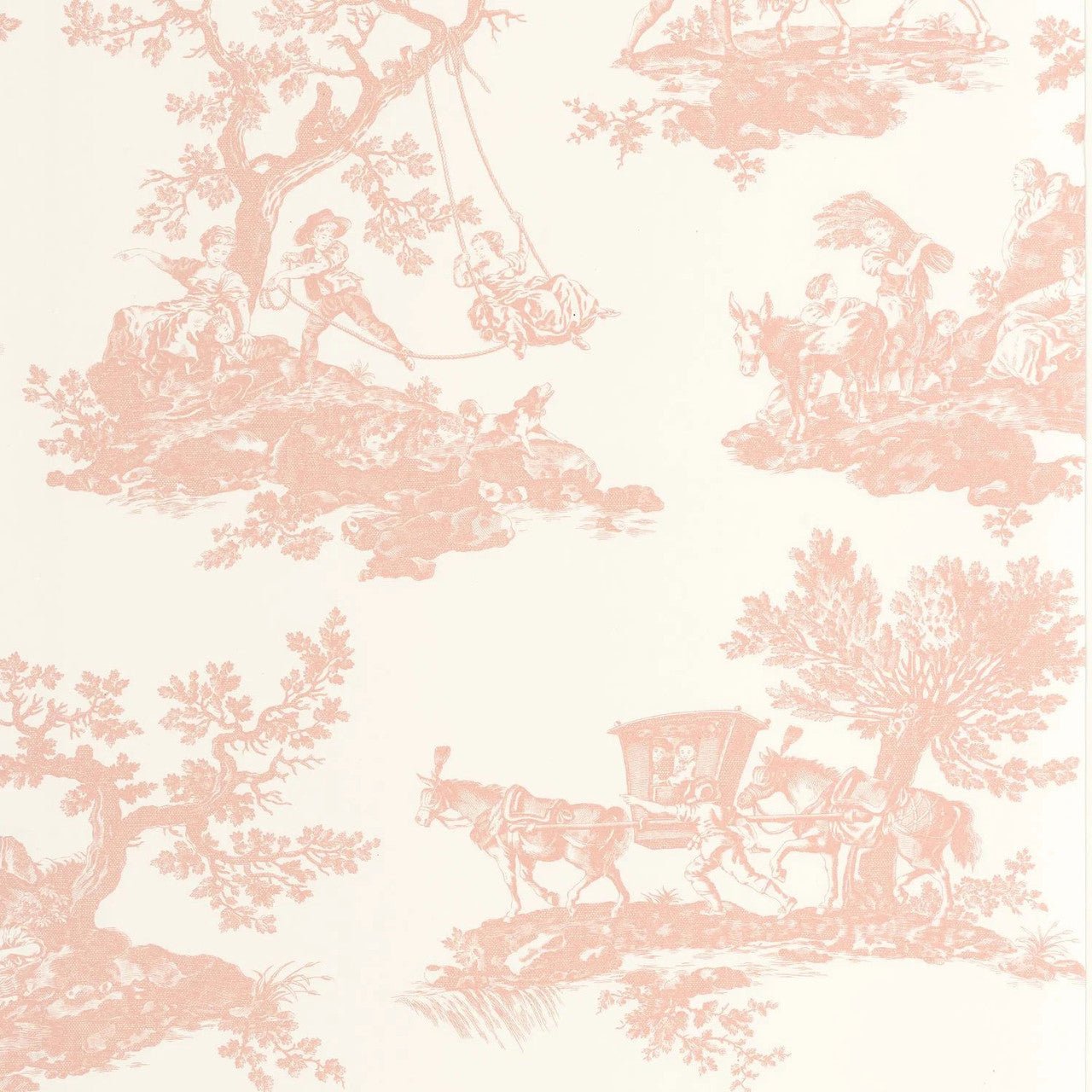 Cadence Les Belles Toiles De Jouy Wallpaper - Rose Poudre - Casadeco - 201694114 - Premier Wallcovering