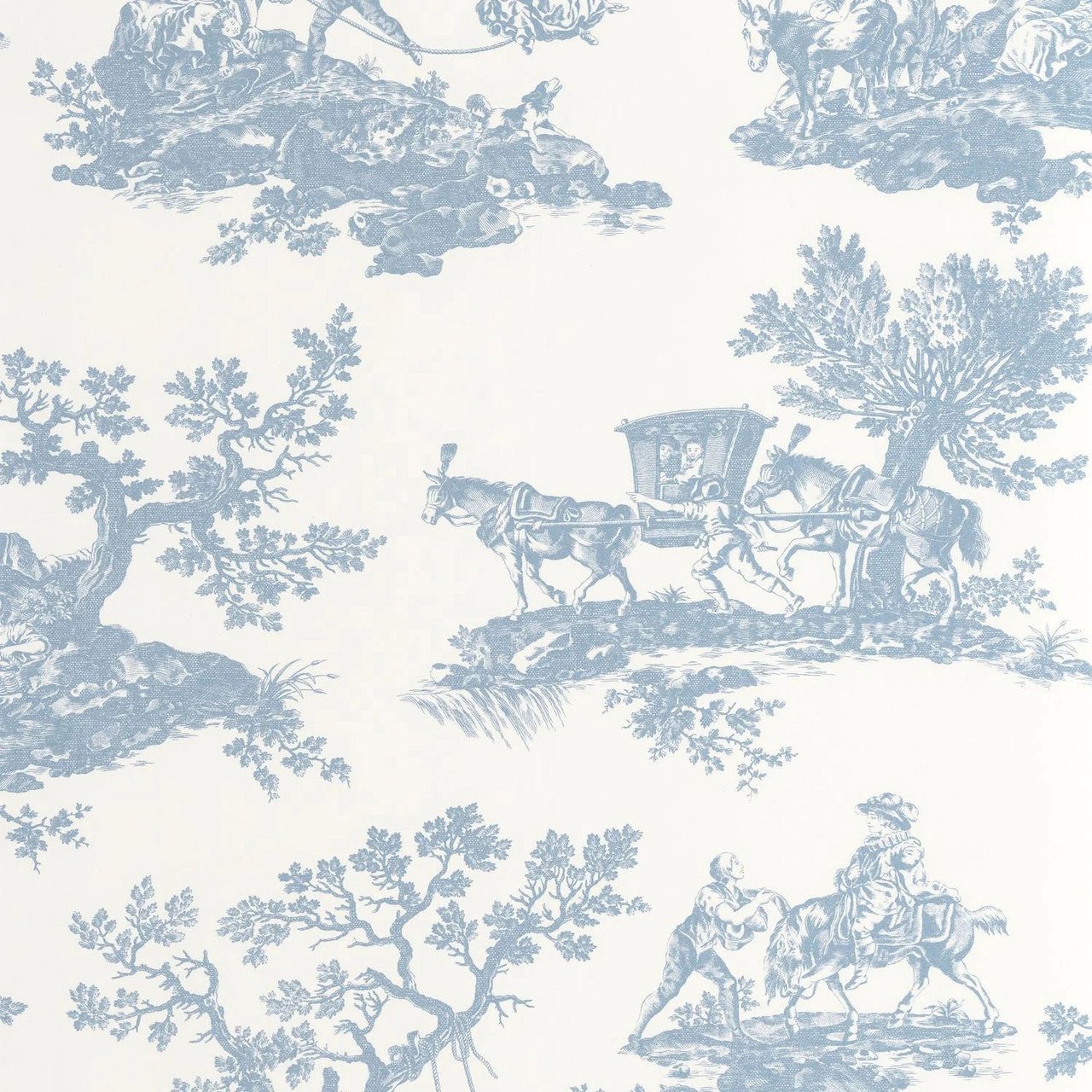 Cadence Les Belles Toiles De Jouy Wallpaper - Bleu Porcelaine - Casadeco - 201696202 - Premier Wallcovering