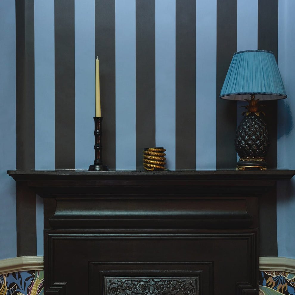 Camelot Stripe Traditional Wallpaper - Sky and Noir - House of Hackney - 1-WA-CAM-TR-SKN-XXX