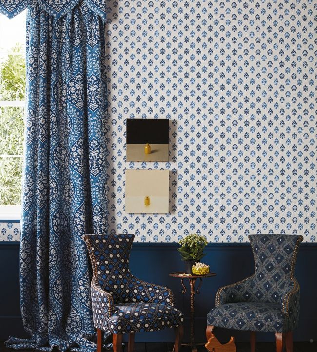 Camille Wallpaper - Indigo/Blue - Nina Campbell - NCW4303 - 01 - Premier Wallcovering