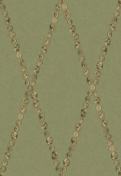 Cammei Wallpaper - Antique Gold on Olive - 123/4016 - Cole & Son - Premier Wallcovering
