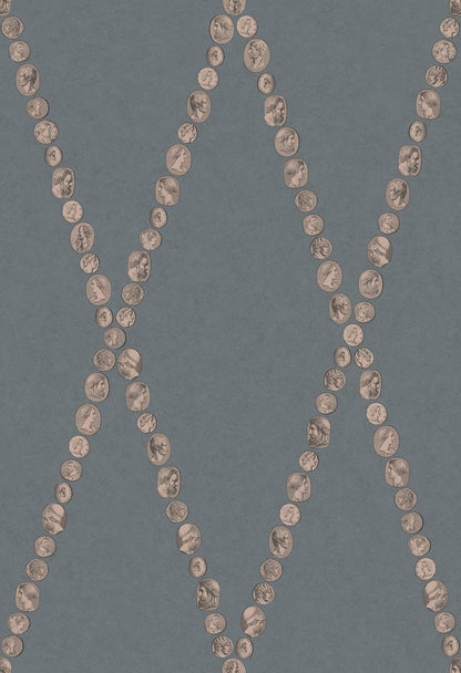 Cammei Wallpaper - Slate & Rose Gold - 123/4020 - Cole & Son - Premier Wallcovering