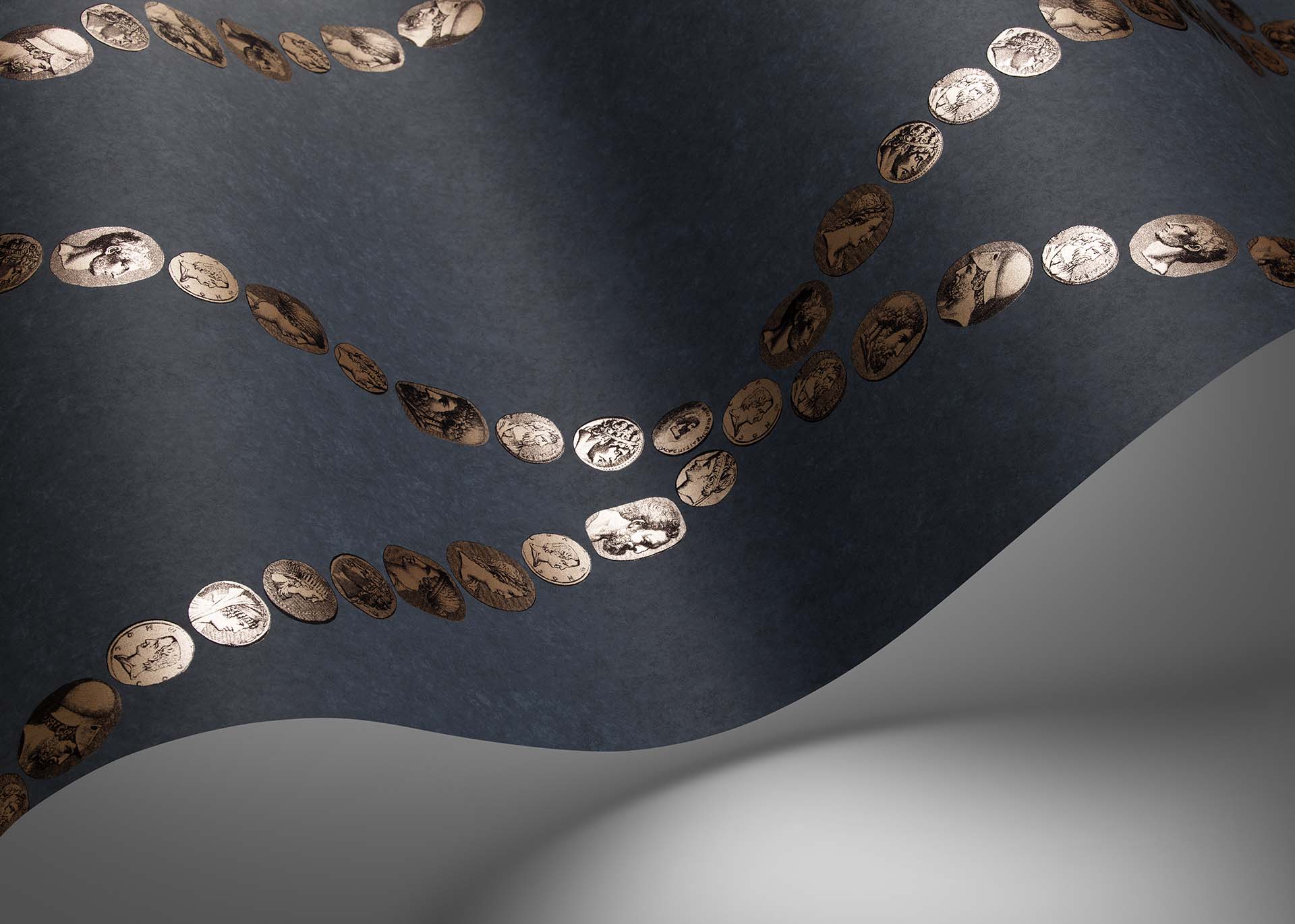 Cammei Wallpaper - Slate & Rose Gold - 123/4020 - Cole & Son - Premier Wallcovering