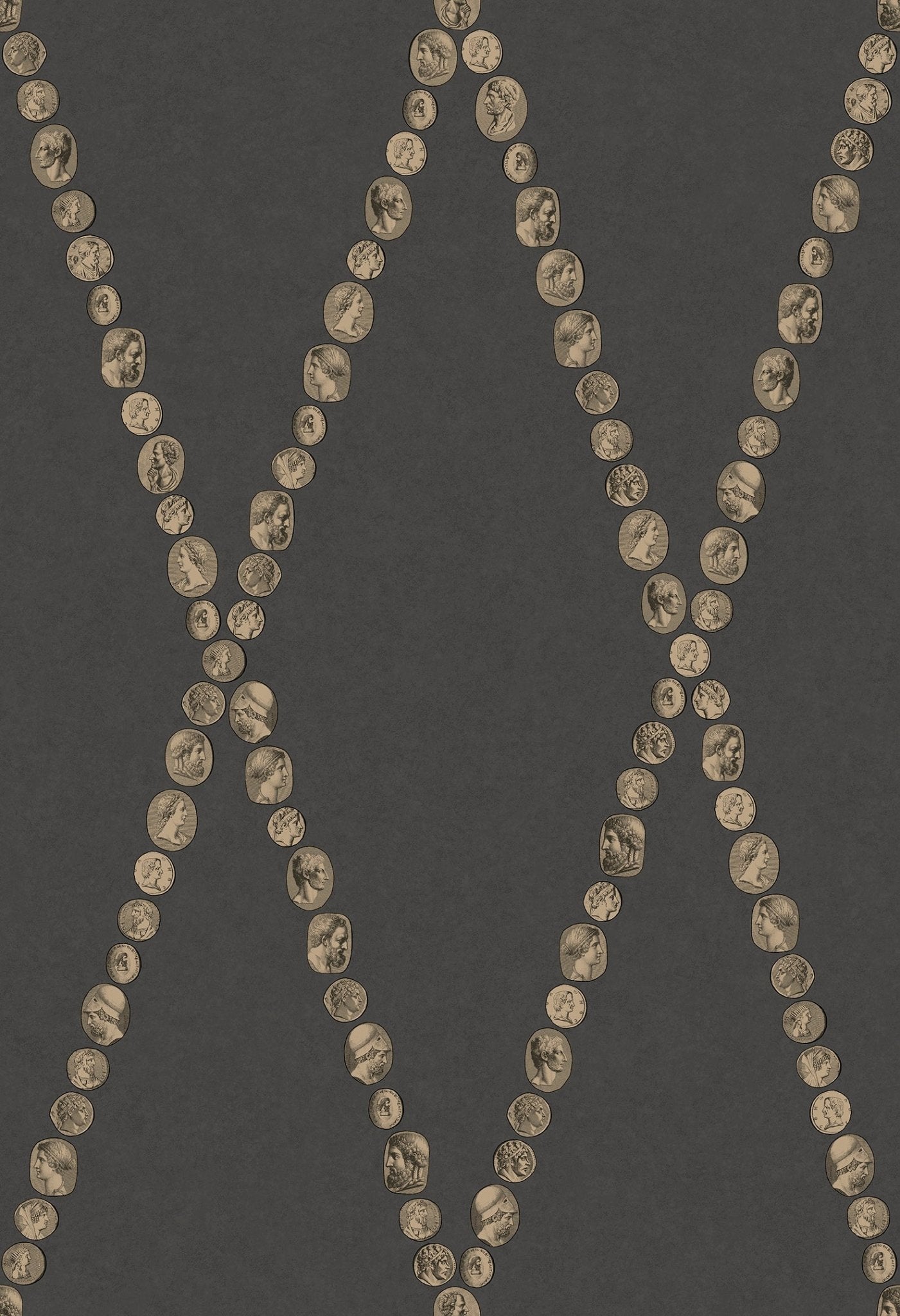Cammei Wallpaper - Gold on Charcoal - 123/4018 - Cole & Son - Premier Wallcovering