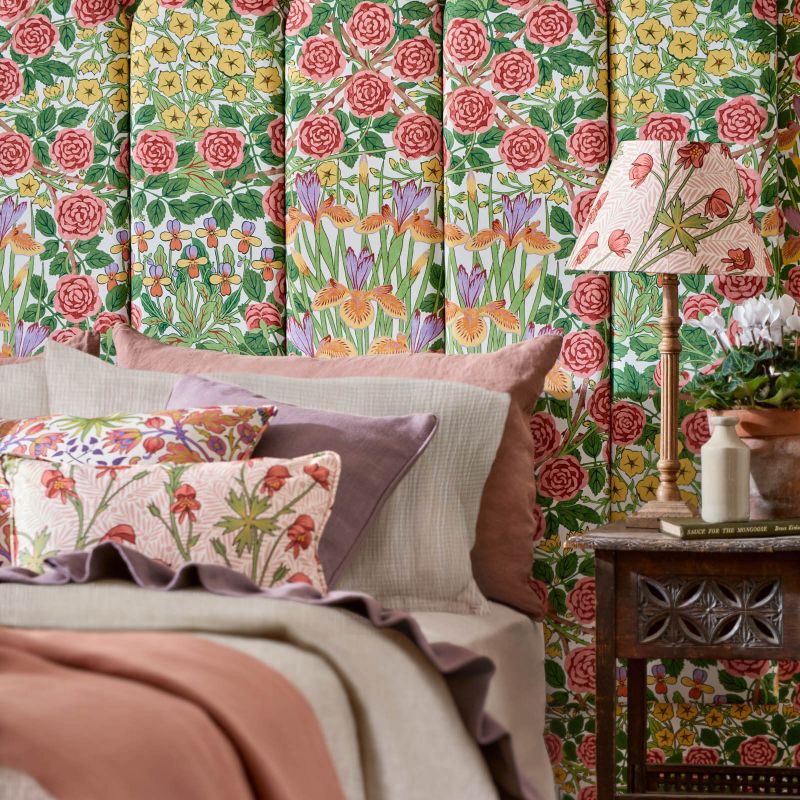 Campanula Velvet Fabric - Sunburst/Ebony - Morris & Co - 227223 - Premier Wallcovering