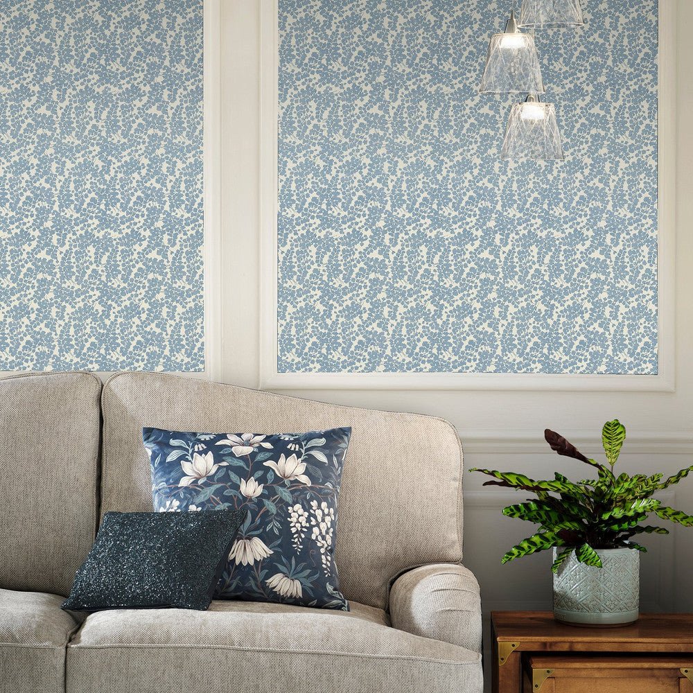 Cariad Spray Wallpaper - Newport Blue - Laura Ashley - 122743 - Premier Wallcovering