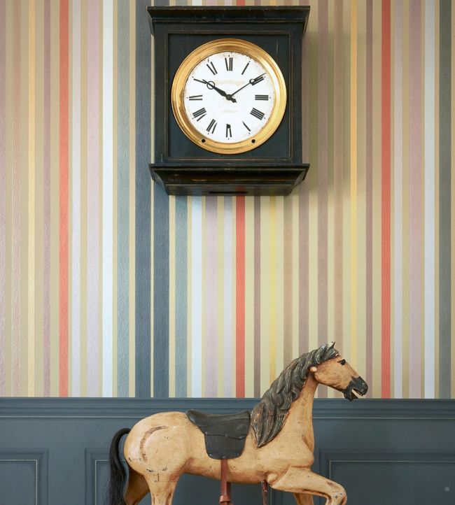 Carousel Stripe Mariinsky Wallpaper - Linen & Multi - 108/6030 - Cole & Son - Premier Wallcovering