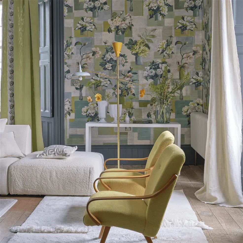 Celadon Vase Grasscloth Wallpaper - Celadon - PDG1205/01 - Designers Guild