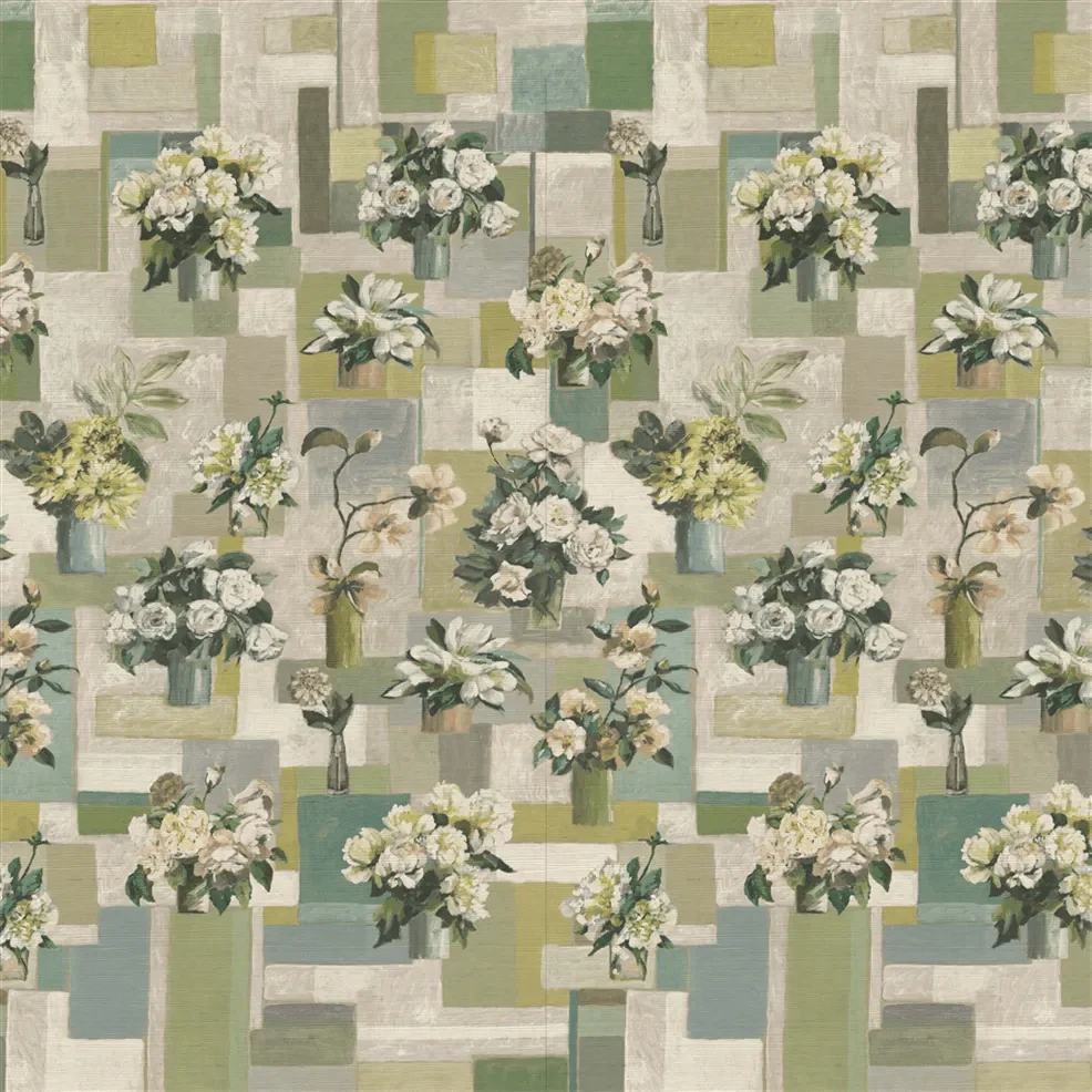 Celadon Vase Grasscloth Wallpaper - Celadon - PDG1205/01 - Designers Guild