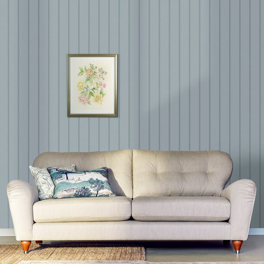 Chalford Wood Panelling Wallpaper - Seaspray Blue - Laura Ashley - 122758 - Premier Wallcovering
