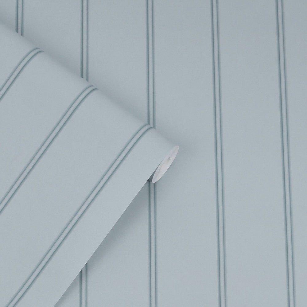 Chalford Wood Panelling Wallpaper - Seaspray Blue - Laura Ashley - 122758 - Premier Wallcovering