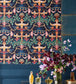 Chamber Angels Wallpaper - Denim, Red & Marigold on Ink - 118/12027 - Cole & Son - Premier Wallcovering