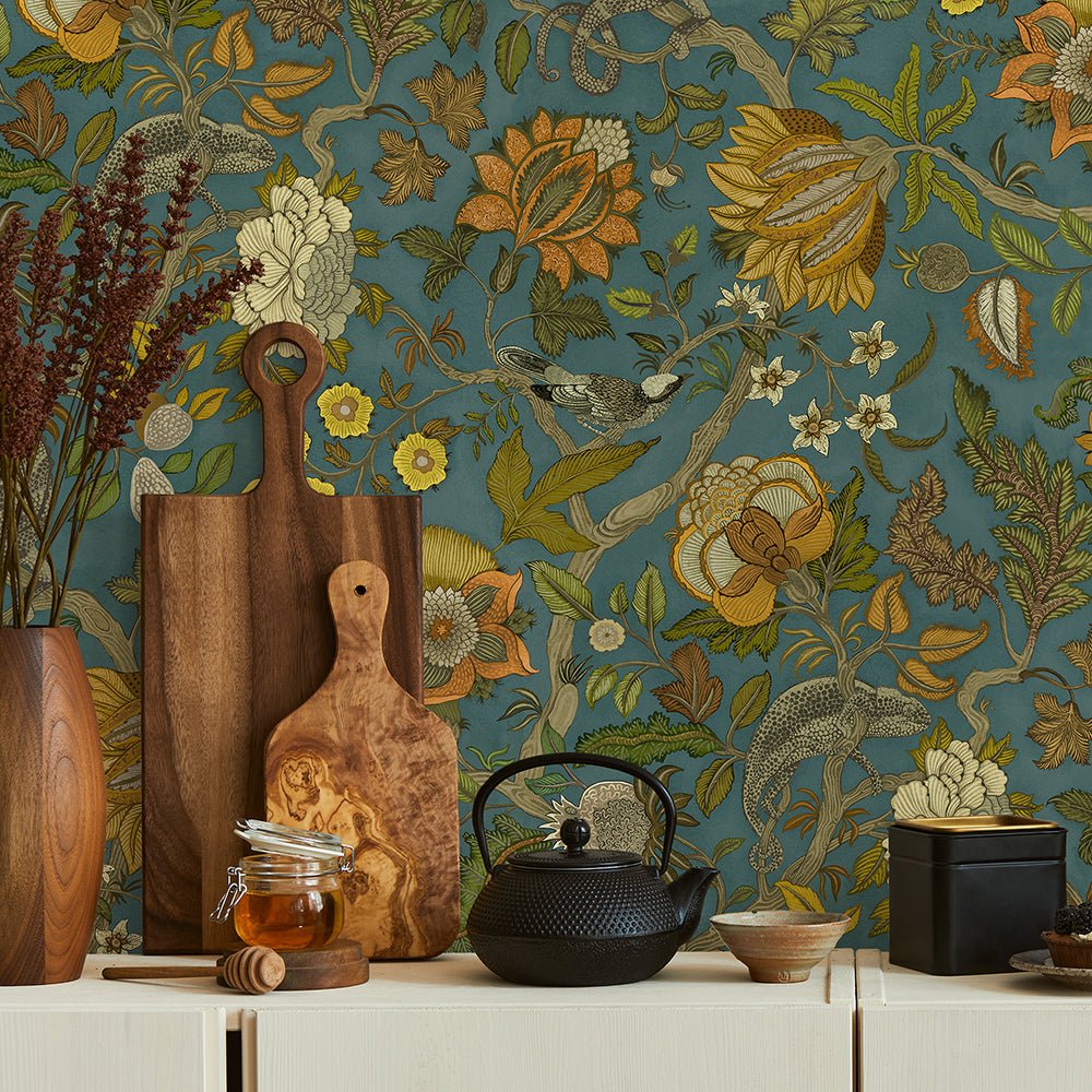 Chameleon Trail Wallpaper - Teal and Orange - Josephine Munsey - JMW-102231 - Premier Wallcovering