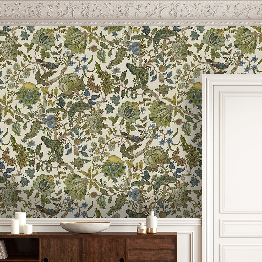 Chameleon Trail Wallpaper - Sage and Green - Josephine Munsey - JMW-102271 - Premier Wallcovering